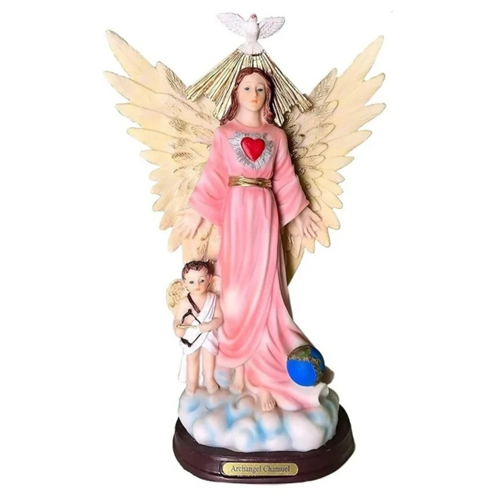 12"in Archangel Chamuel Statue Angel Peaceful Relationships Holy Figurine Statue